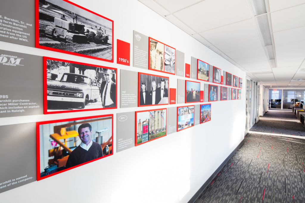 Barnhill Raleigh Office History Wall - Barnhill Contracting Company