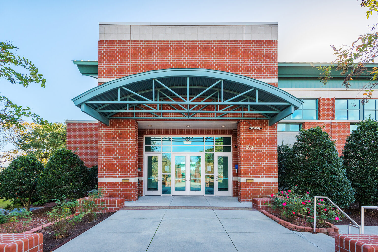 Main entrance of New Bern Riverfront Convention Center Barnhill
